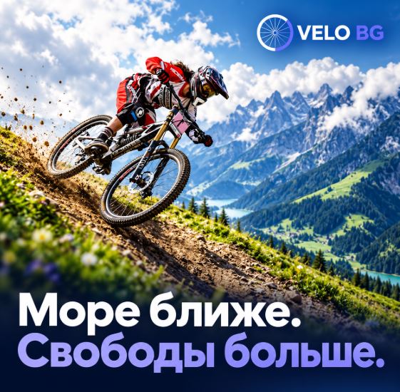 Горный велосипедист на фоне гор, фотография VELO BG